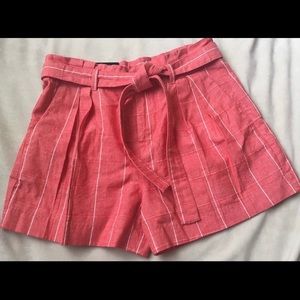 Striped paper bag shorts